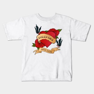 Valentine Tattoo True Love Heart and Swallows Kids T-Shirt